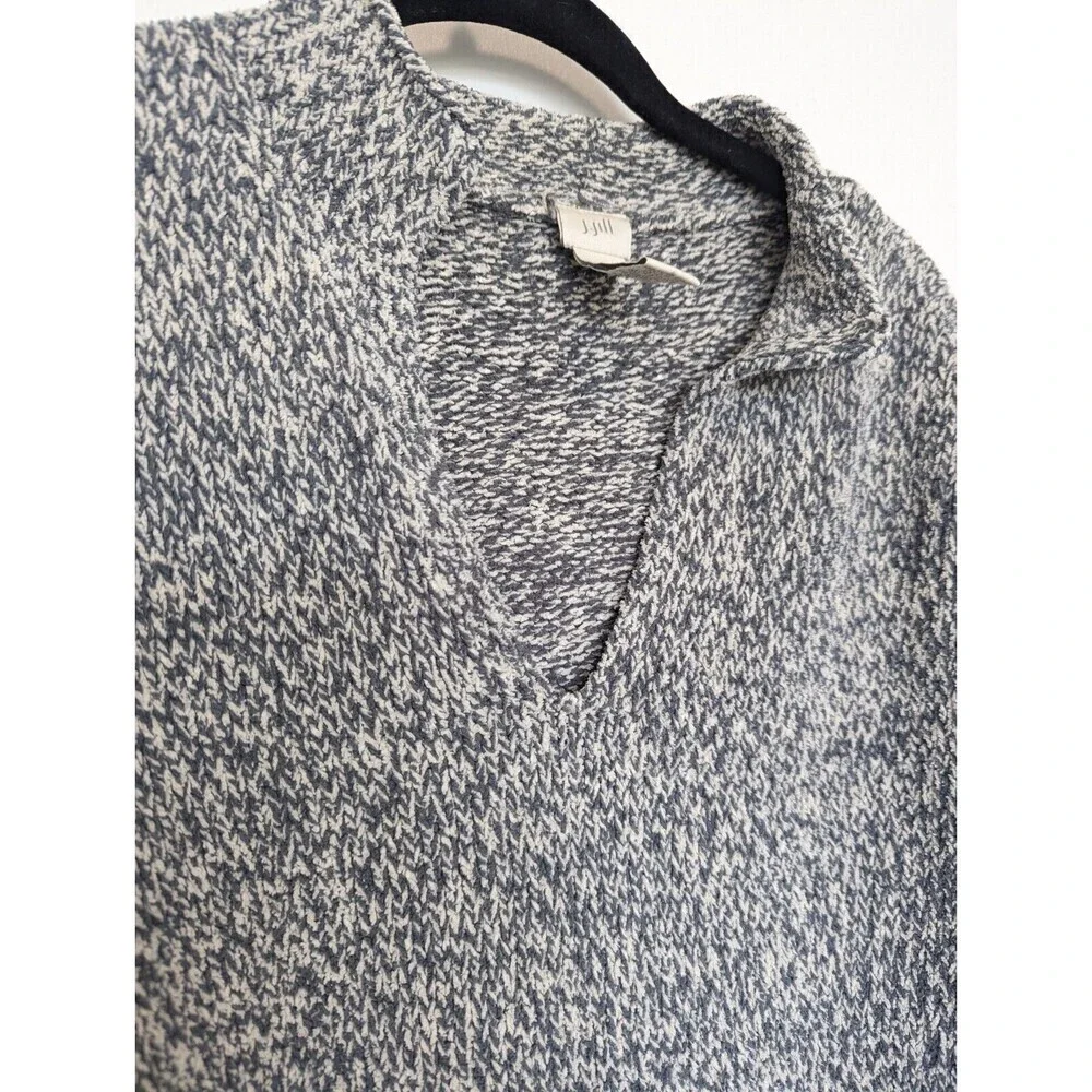 J JILL Pullover Sweater Womens Size L Gray Marled Long Sleeve Chunky Knit Casual